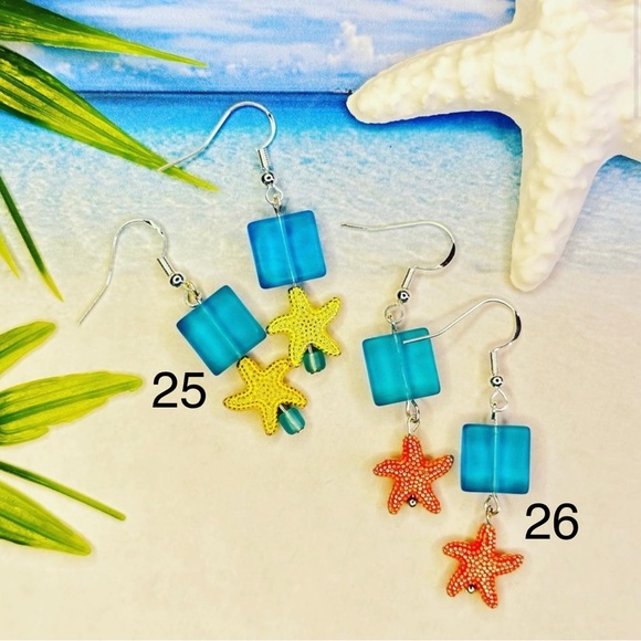3/$20 Starfish and Frosted Glass Earrings - Pick Your Fave! - Picture 11 of 13